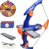 Toy Bow and Arrow Set with 36 Foam Darts – 12-Dart Clip Reload Archery Foam Blaster with Target & Goggles – Cool Gifts for Kids (Blue)