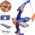 Toy Bow and Arrow Set with 36 Foam Darts – 12-Dart Clip Reload Archery Foam Blaster with Target & Goggles – Cool Gifts for Kids (Blue)