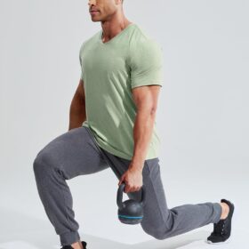 MIER Men's Moisture Wicking V-Neck T-Shirt - Quick Dry Athletic Short Sleeve Tee for Gym, Running & Casual Wear