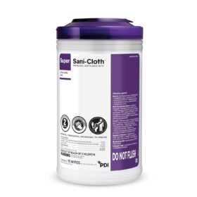 Super Sani-Cloth Germicidal Disposable Wipes – X-Large 5'' x 8'', Pop-Up Dispenser, 65 Count (Hospital-Grade Disinfectant)