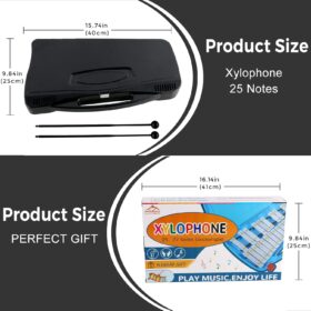 EASTROCK 25-Note Professional Glockenspiel Xylophone – Portable Percussion Instrument with Carrying Case, Tuned Aluminum Bars & Mallets – Ideal for Beginners, Students, & Band Practice