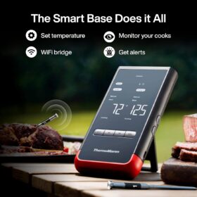 ThermoMaven P2 Smart WiFi Meat Thermometer with Standalone Base - Dual Probe, IPX8 Waterproof, Unlimited Range, NIST Certified Precision for BBQ, Grill, and Oven