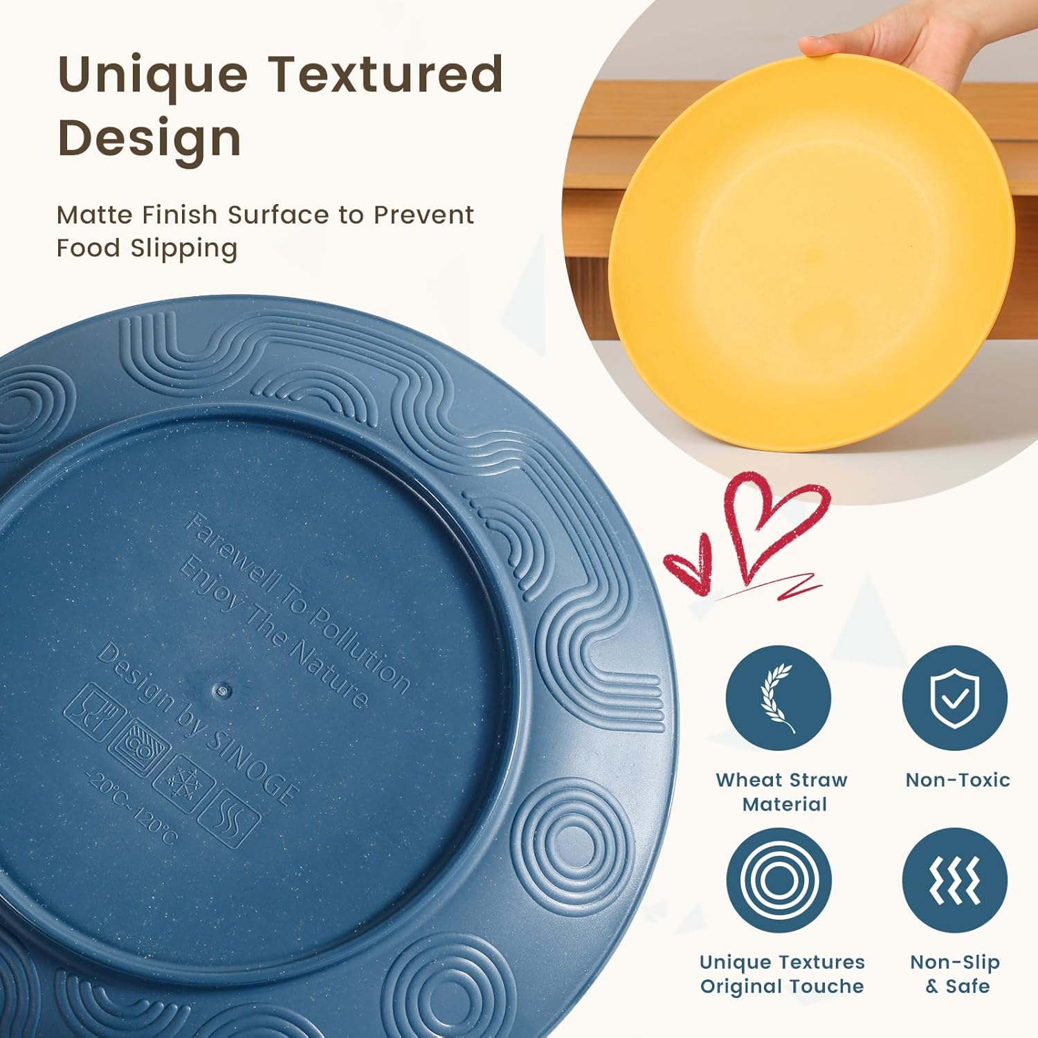 Homienly 40-Piece Wheat Straw Dinnerware Set – Unbreakable, Lightweight Service for 8 with Microwave & Dishwasher Safe Plates, Bowls, and Cups