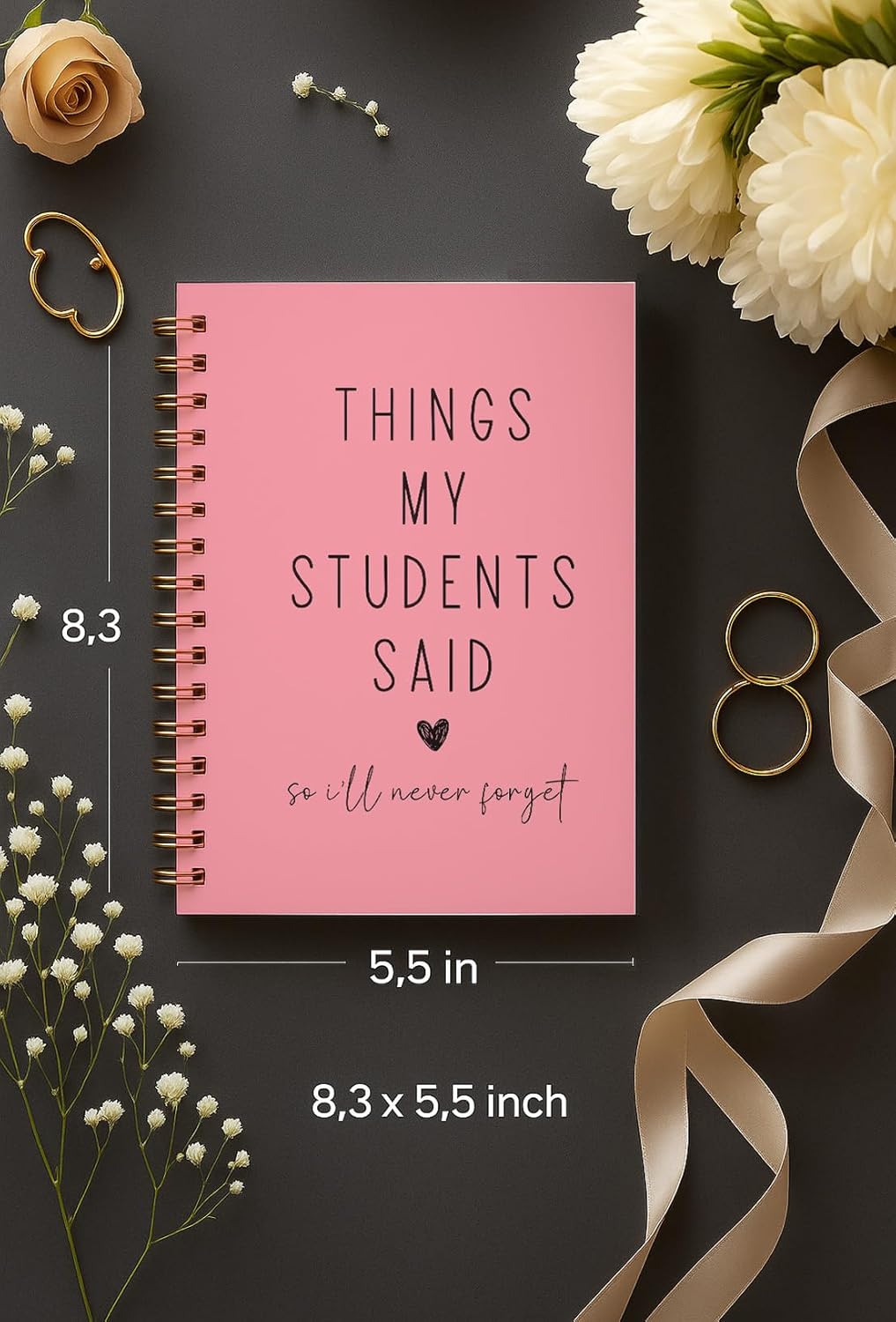 bitCNY Hot Pink Spiral Notebook – Stylish Teacher Appreciation Gift & Premium Keepsake Journal (5.5 x 8.5 Inches)