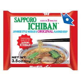 SAPPORO ICHIBAN Original Ramen Noodles – Japanese Soy Sauce Flavor Instant Soup (3.5 Oz Pouch, Pack of 24)
