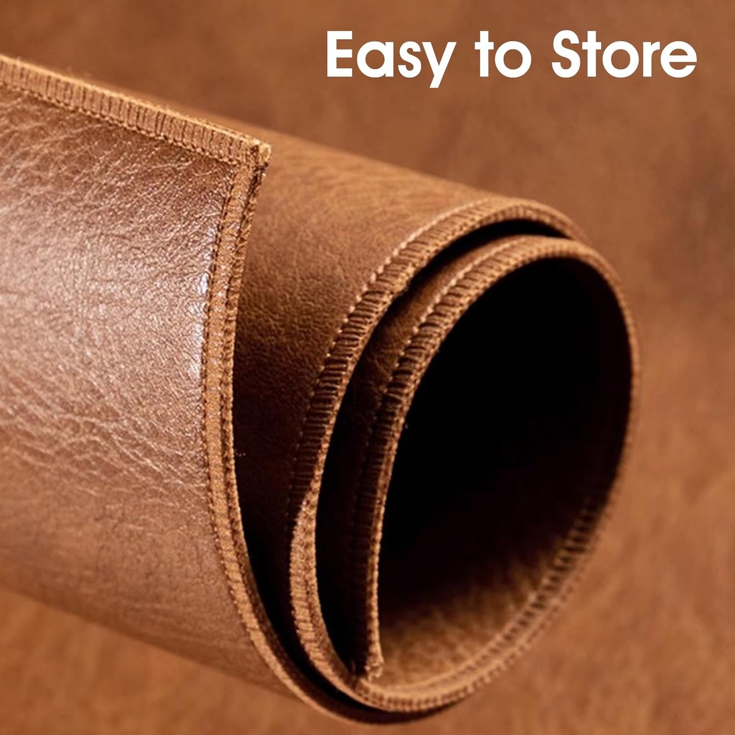 Waterproof Faux Leather Table Runner - Extra Wide Heat Resistant Kitchen & Dresser Runner - Commercial & Home Entrance Decor (Light Brown, 18 x 63 in)