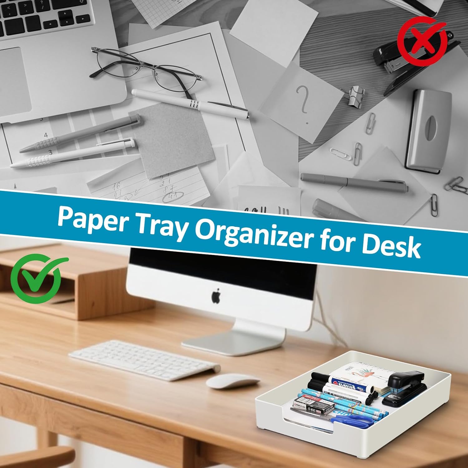 Stackable Letter Tray – Heavy Duty Plastic Desk Organizer for A4 Paper and Office Files