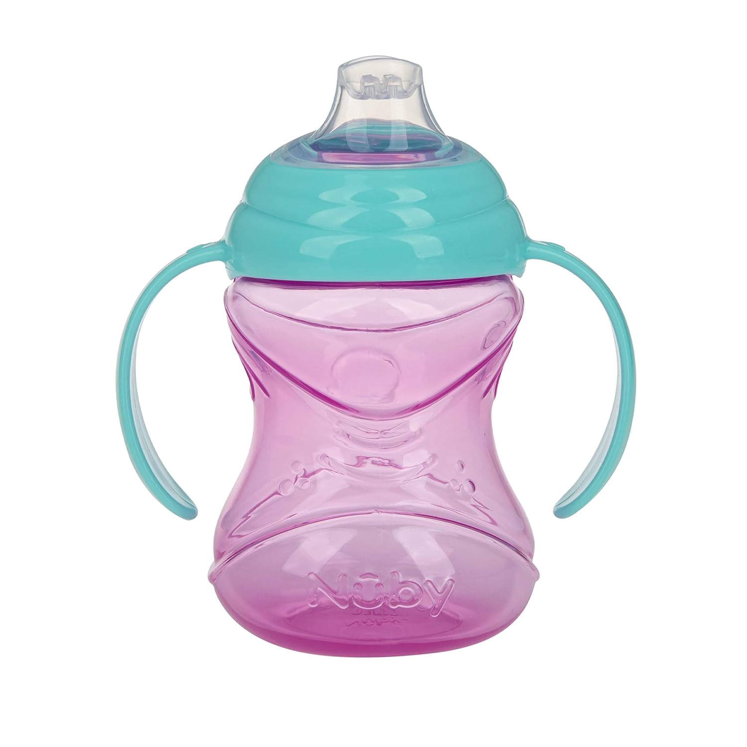 Nuby Clik-It Grip N' Sip 3-Pack Sippy Cups with Soft Spout and Handles - No-Spill Training Cups for Babies 4+ Months - 10 oz (Aqua/Purple/Pink)