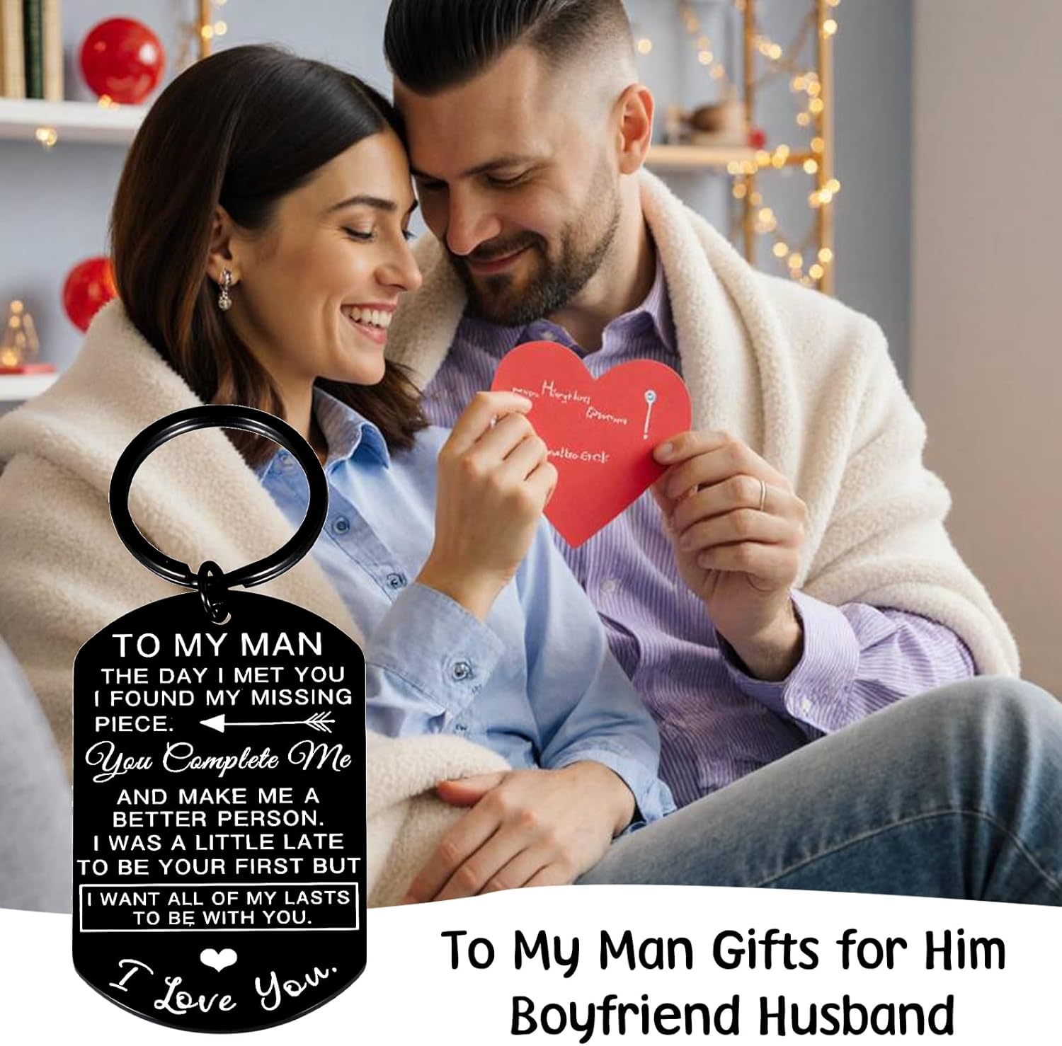 Personalized Husband Keychain – 'To My Man' Stainless Steel Engraved Gift for Him