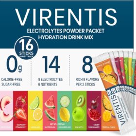 Sugar Free Hydration Multi-Pack - 16 Stick Electrolyte Powder Packets with 8 Flavors & 6 Vitamins - Rapid Rehydration Drink Mix (0 Calorie, Keto, Low Sodium)
