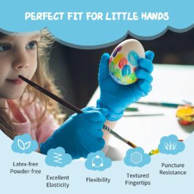 PROMEDIX P 100-Piece Kids Disposable Nitrile Gloves – Latex-Free, Powder-Free Safety Gloves for Children Ages 6-10 – Perfect for Crafting, Cooking, & Painting