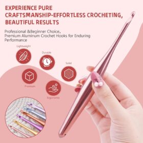 Mdoker Ergonomic Aluminum Crochet Hook Set with Case – 12-Piece Non-Slip Knitting Needles Kit for Arthritis, 3mm-10mm, Portable Travel Organizer, Best DIY Gifts for Women