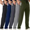 Men's 5-Pack Athletic Joggers with Zipper Pockets – Open Bottom Mesh Sweatpants for Running, Workout & Gym
