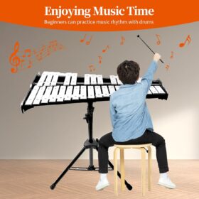 Professional 32-Note Glockensiel Xylophone Kit with Adjustable Stand, 2 Mallets, and Portable Bag – Precision Percussion for Students, Bands, and Concerts
