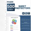 PANDRI 500 Pack Heavy Duty Non-Glare Sheet Protectors - 11-Hole Reinforced Clear Page Protectors for 3 Ring Binders, Acid & PVC Free, Archival Safe (Fits Standard 8.5 x 11 Paper)