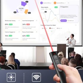 2.4G Wireless Presentation Remote Clicker with Dual USB-C Receiver - Red Laser Pointer, Hyperlink & Volume Control for PowerPoint, Keynote, Mac, PC & Laptop