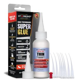 Starbond EM-02 Super Fast Thin CA Glue Pro Kit – Industrial Strength Cyanoacrylate Adhesive with Precision Micro-Tips & Anti-Clog Cap – Professional Woodturning, Hobby, and Model Repair (2 oz)