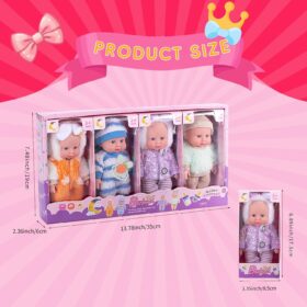 Vueos 4-Piece Mini Baby Doll Set with Clothes – 7 Inch Soft Reborn Nursery Toys for Girls & Toddlers 3+