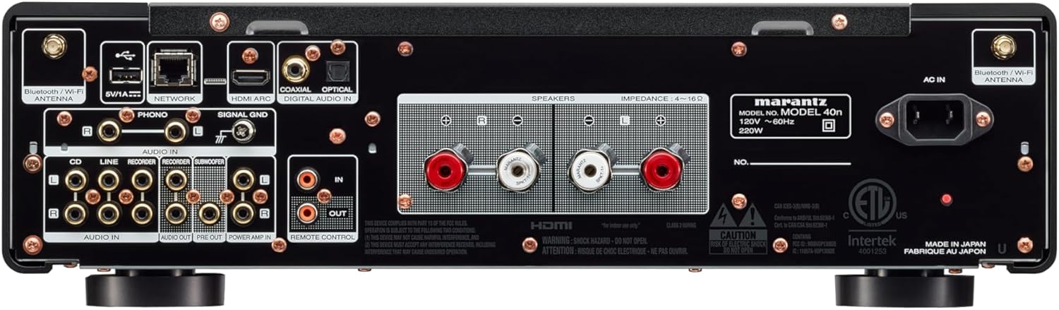 Marantz Model 40n Network Stereo Amplifier with HEOS Built-in, HDMI eARC, and MM Phono Stage – Premium Silver/Gold Finish