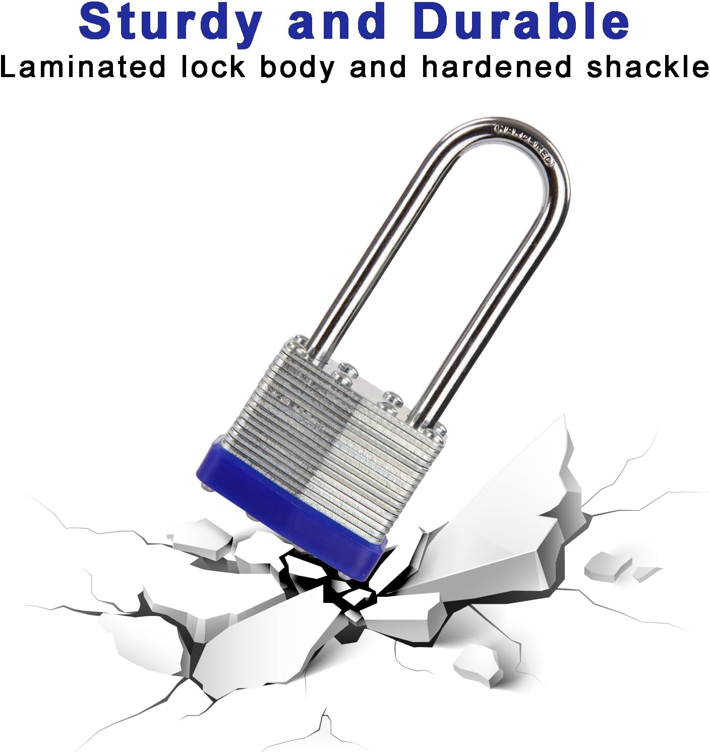 SEPOX Heavy Duty Padlocks (2 Pack) - Keyed Alike with Extra Long Shackle, High Security Laminated Steel Body for Warehouses, Gates, Sheds, and Gyms