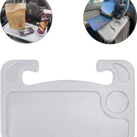 JUSTTOP Steering Wheel Desk – Portable Car Laptop Tray & Eating Station for Travel | Gray