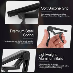 Ortarco 2-Pack Guitar Capo for Acoustic & Electric Guitars – Premium Aluminum Trigger Capo with 5 Picks