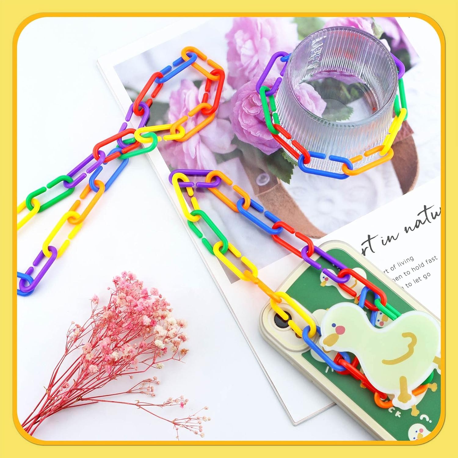 JIALEEY 100-Piece Colorful Plastic Chain Links - Montessori Math Manipulatives & DIY Bird Cage Connectors for Parrots, Sugar Gliders, & Small Pets