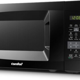 COMFEE' 0.7 Cu.Ft Countertop Microwave Oven - 700W with Sound On/Off, ECO Mode, Easy One-Touch Buttons & LED Display - Compact & Perfect for Dorms, Apartments, Offices (Black)