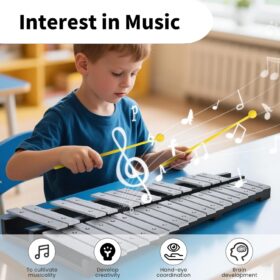 30-Note Professional Glockenspiel Xylophone Kit – Portable Percussion Instrument with Carrying Bag, Tuned Aluminum Bars, and Mallets – Ideal for Beginners, School Bands, and Music Education