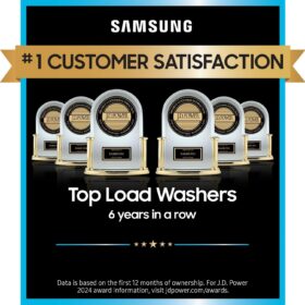 Samsung 4.7 Cu. Ft. Smart Top-Load Washer & 7.4 Cu. Ft. Electric Dryer Bundle with Full Installation Kit & 1-Year Warranty (Black)