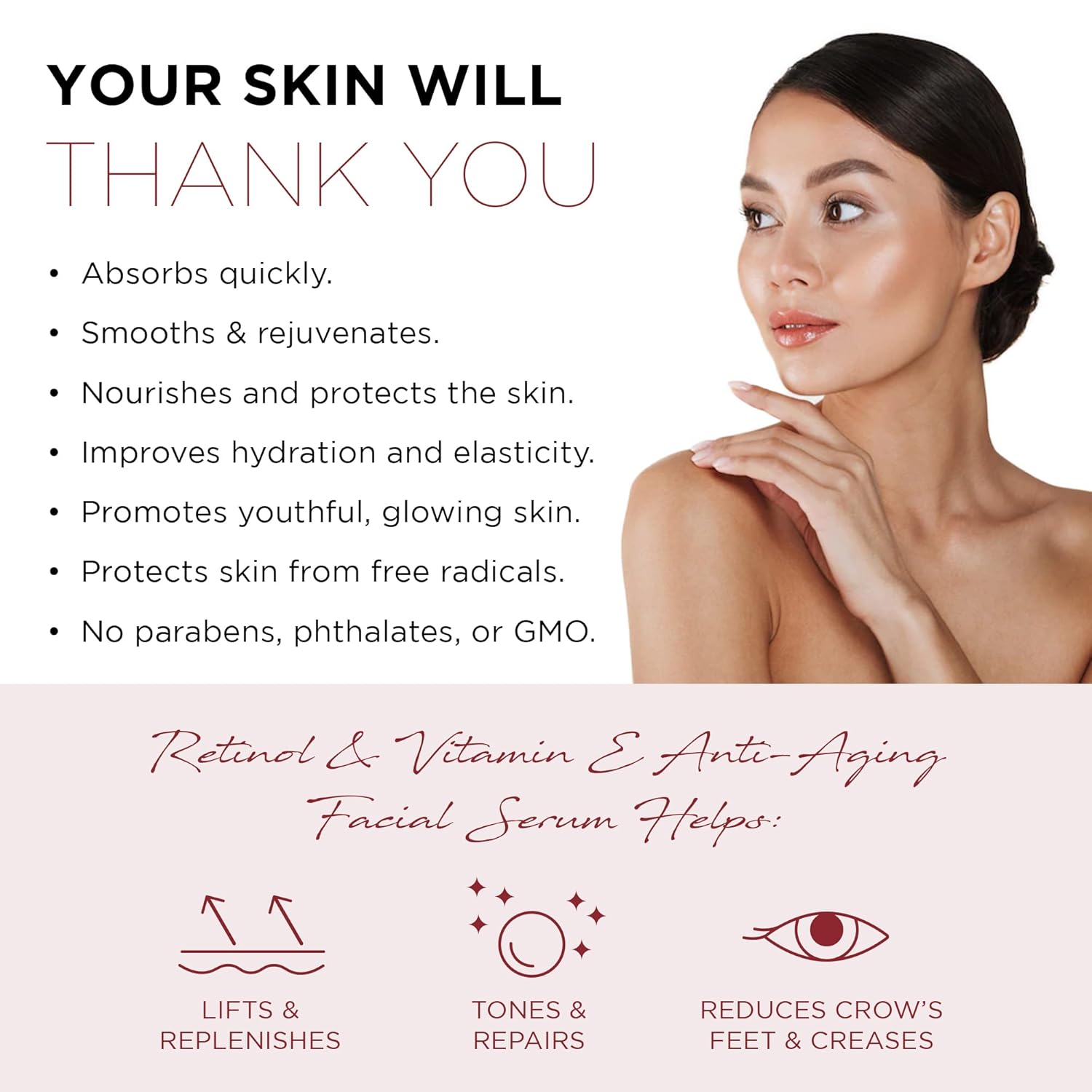 Azure Cosmetics Retinol Anti-Aging Serum – Vitamin E Treatment for Dark Spots, Wrinkles & Skin Smoothing – Vegan & Clean Beauty Formula – 1.69 fl oz