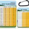 Golf Distance Tracker Cards (2-Pack) – Waterproof Range Finder Chart & Yardage Guide with Carabiner Clip – Golf Game Analyzer & Club Selection Reference for Beginners & Pros