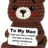 To My Man Crochet Bear - Handmade Anniversary Birthday Gift for Husband, Boyfriend, or Fiancé - Romantic Valentine's Day Stuffed Animal with Message Card