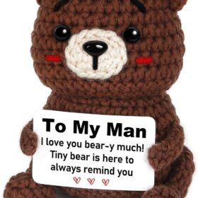 To My Man Crochet Bear - Handmade Anniversary Birthday Gift for Husband, Boyfriend, or Fiancé - Romantic Valentine's Day Stuffed Animal with Message Card