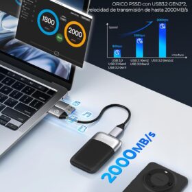 ORICO 1TB Portable External SSD - Up to 2000MB/s USB 3.2 Gen 2x2 Solid State Drive with USB-C & USB-A Cable for Laptop, Smartphone, and Tablet