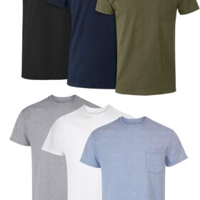 Hanes Men's Ultimate 6-Pack Cotton Pocket T-Shirts - Moisture-Wicking, Tagless, Stay-Tucked Undershirts