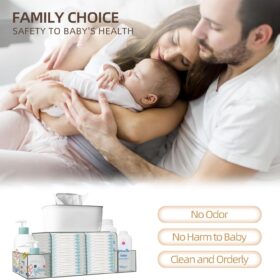 Premium Clear Acrylic Diaper Caddy – Detachable Baby Changing Table Organizer with Wipe Dispenser & Warmer Compartment – Modern Nursery Storage & Décor