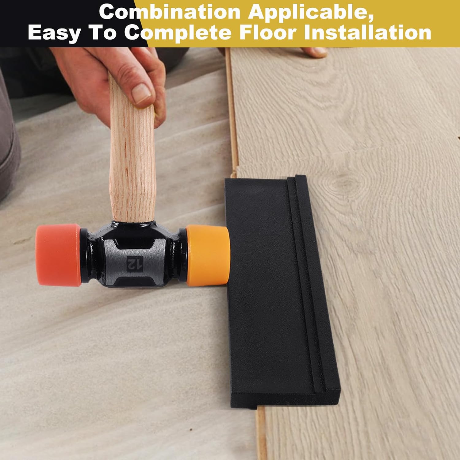 12oz Double-Face Mallet Hammer with Tapping Block – Soft Nylon & Plastic Head for Flooring, Furniture Assembly & Automotive Repair