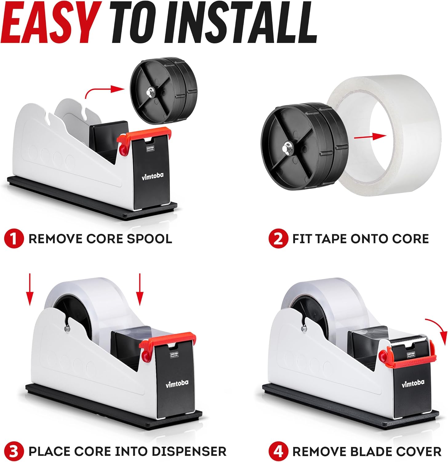 Heavy Duty 2-Inch Dual Roll Desktop Tape Dispenser – Weighted Non-Slip Base with Safety Blade Cover for Industrial, Office, and Warehouse Use