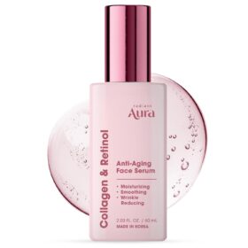 Radiant Aura Collagen & Retinol Face Serum – 2.03 Fl Oz Korean Anti-Aging Treatment for Smoothing, Firming, and Hydrating – Vegan, Fast-Absorbing & Clean Beauty