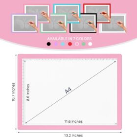 iVyne Ultra-Thin Rechargeable A4 LED Light Pad for Vinyl Weeding, Tracing & Stencils – Portable Sketch Board with Eye-Care Lighting (Pink)