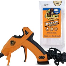 Gorilla Mini Hot Glue Gun Kit with 30 Glue Sticks – Dual Temp Precision Craft Tool with Comfort Grip & Safety Stand