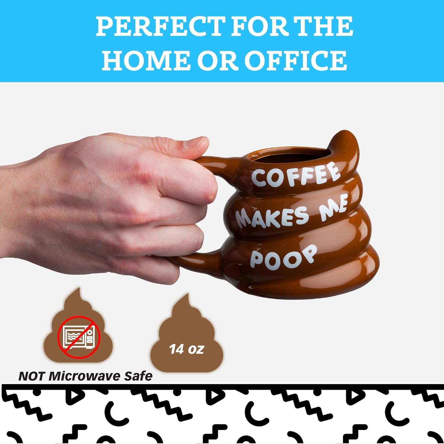 BigMouth Inc 'The Poop Log' Coffee Mug – Funny 14 oz Ceramic Cup – Hilarious Gag Gift for Men & Women