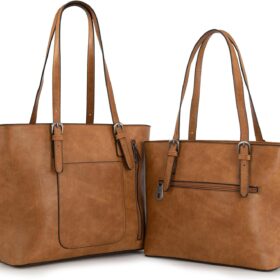 Montana West Embossed Leather Tote Bag for Women – 2-Piece Purse and Handbag Set with Rhinestone Accents, Large Casual Shoulder Tote
