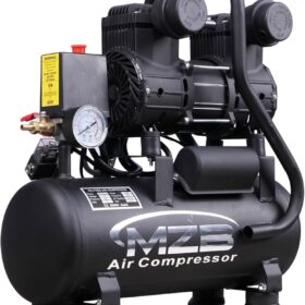 MZB 2.4 Gallon Ultra Quiet Oil-Free Air Compressor - 1.2HP Portable 110V Electric, 5.65CFM @ 115PSI with Wheels for Spray Painting, Auto Repair & Carpentry