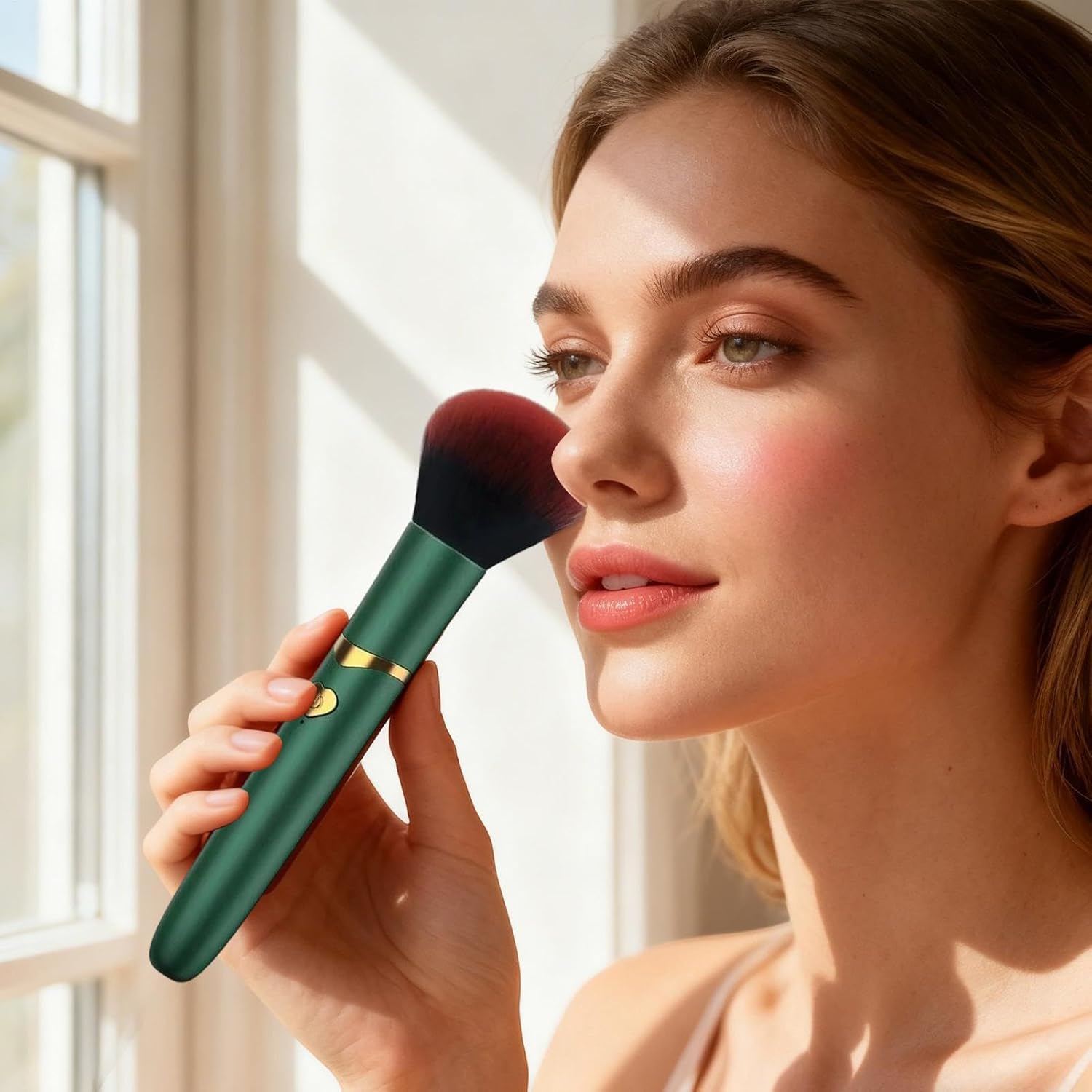 Electric Makeup Brush – USB Rechargeable Vibrating Foundation Tool for Seamless Blending | Waterproof Portable Face Brush for Liquid, Cream & Powder