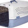 Amazon Basics Hard-Sided Pet Travel Carrier – Top-Load 2-Door Kennel for Dogs & Cats, Gray & Blue, 22.8" L
