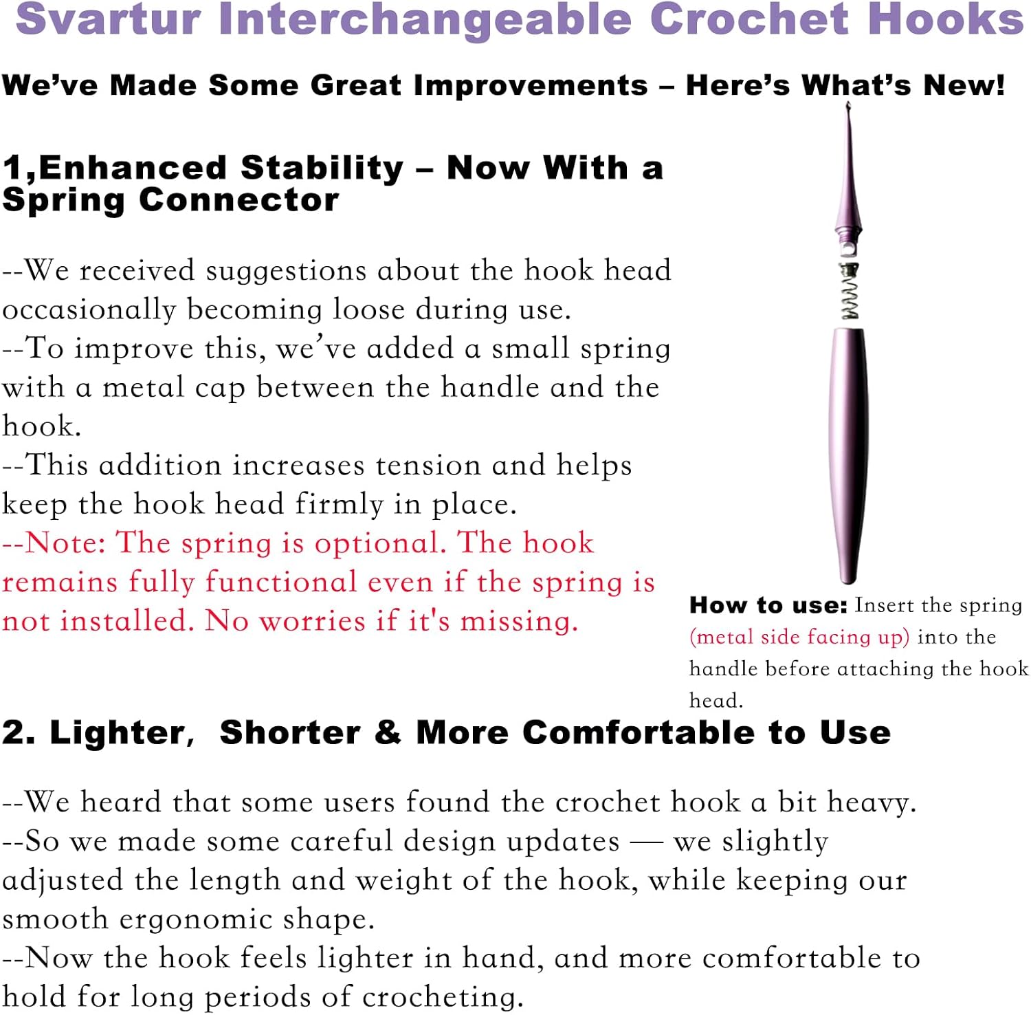 Svartur Interchangeable Crochet Hook Set – 12-Piece Aluminum Kit with Ergonomic Handle, Sizes E-4 to N-15 (3mm–10mm), Includes Portable Storage Case