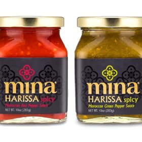 Mina Harissa Sauce Duo Pack – Authentic Moroccan Red & Green Chili Pastes, Spicy Gourmet Condiment for Cooking & Marinades (10 oz Each)
