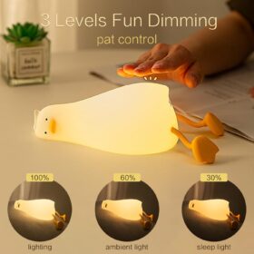 Squishy LED Duck Night Light - Rechargeable Silicone Bedside Lamp & Funny College Dorm Decor Gift